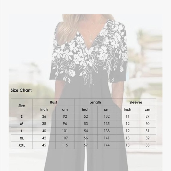 Black and White Floral Jumpsuit - Picture 5 of 5